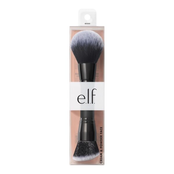 e.l.f. Dual-Ended Cream + Powder Brush, Two-in-One Makeup Brush For Creating A Gorgeous, Airbrushed-looking Complexion, Vegan & Cruelty-free