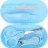 Newborn Baby Nail Care Kit Clipper Tweezers Manicure Set for InfStainless Steel ABS Storage Box (Blue)