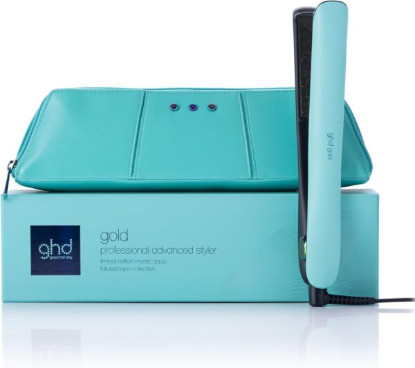 ghd Gold ― 1" Flat Iron Hair Straightener | Limited Edition in Mystic Aqua | Professional Ceramic Hair Straightening Styling Tool for Stronger Hair & More Color Protection