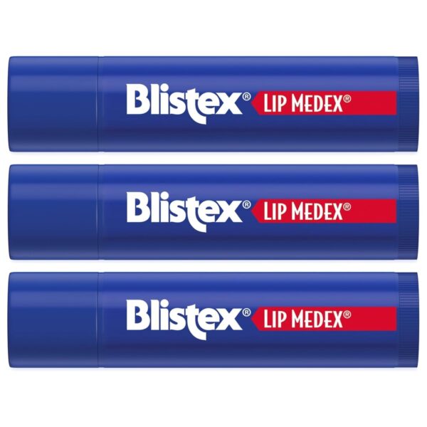 Blistex Lip Medex Stick, 3 Count, 0.15 oz Each, Advanced Hydration, Medicated Relief with Cooling, Soothes and Protects, Restores Healthy Moisture Balance to Lips, 1 Pack