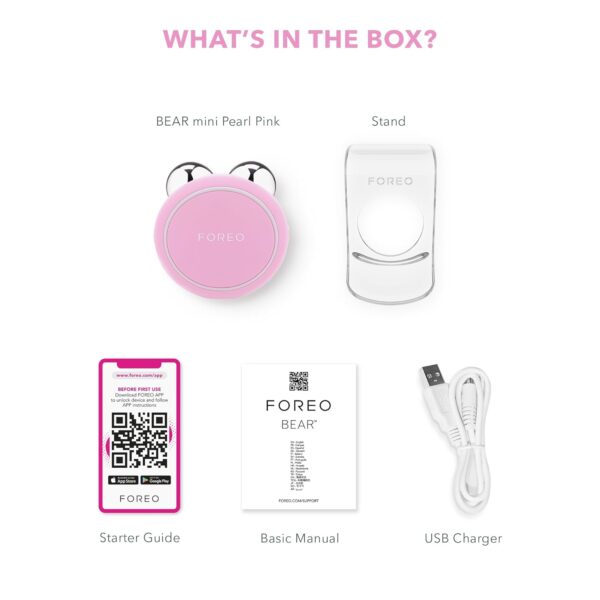 FOREO BEAR Mini Microcurrent Facial Device - Face Sculpting Tool - Firm & Contour - Reduce Double Chin - Non-Invasive - Increases Absorption of Facial Skin Care Products - Pearl Pink
