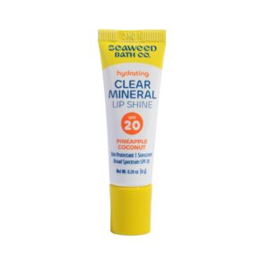 Seaweed Bath Co. Hydrating Clear Mineral Lip Shine SPF 20 Sunscreen Zinc Oxide Lip Balm, .35 Oz, Moisturizing Care for Dry, Chapped Lips