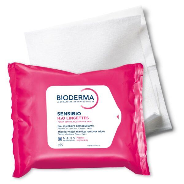 Bioderma - Sensibio H2O Wipes - Cleansing and Makeup Removing - Skin Soothing - for Sensitive Skin - 25 Wipes