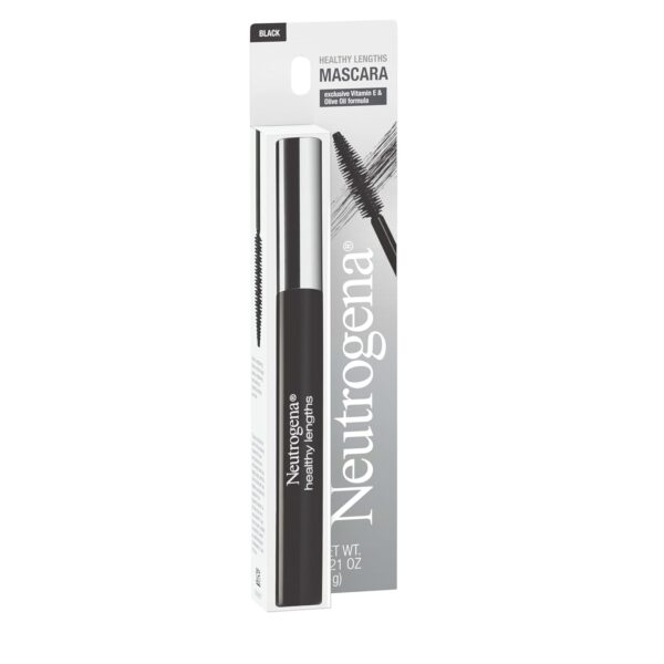 Neutrogena Healthy Lengths Mascara for Stronger, Longer Lashes, Clump-Free, Smudge Proof, Flake-Free, Lengthening Mascara with Olive Oil & Vitamin E Nourishes Eyelashes, Black 02, 0.21 oz