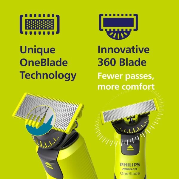 Philips Norelco OneBlade 360 with Connectivity Hybrid Face + Body, Electric Beard Trimmer, Shaver & Body Groomer with 360 Blade Tech, 1x360 Blade, 5-in-1 Comb, Body Kit, Travel Case, QP4631/90