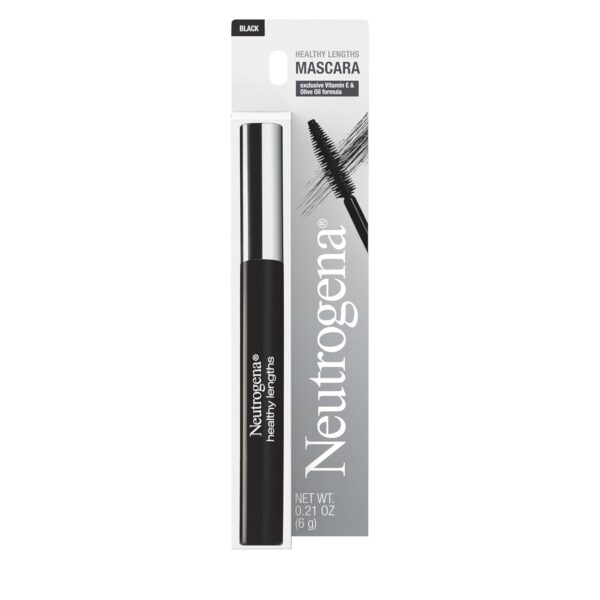 Neutrogena Healthy Lengths Mascara for Stronger, Longer Lashes, Clump-Free, Smudge Proof, Flake-Free, Lengthening Mascara with Olive Oil & Vitamin E Nourishes Eyelashes, Black 02, 0.21 oz