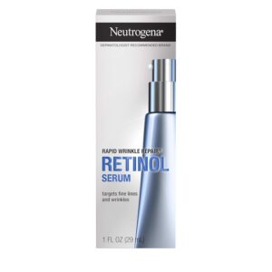 Neutrogena Rapid Wrinkle Repair Retinol Anti-Wrinkle Face Serum with Hyaluronic Acid, Daily Anti-Aging Facial Serum for Fine Lines & Wrinkles, Mineral Oil- & Dye-Free, 1 fl. oz