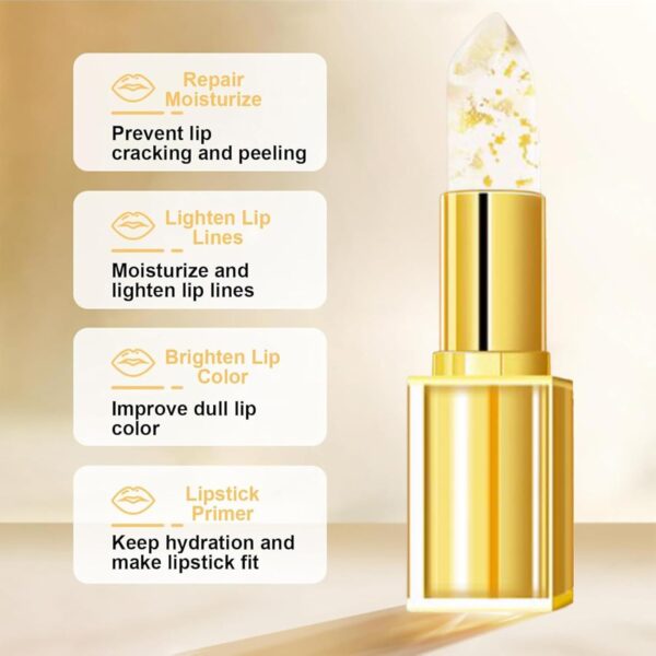 Transferproof Color Changing Lipstick,Gold Crystal Ph Lipstick Color Changing,Long Lasting 24 Hours Moisturizing Glossy Shine Lip Gloss for Women (2Pcs)