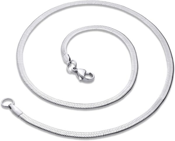 555Jewelry Stainless Steel Flat Herringbone Snake Chain Necklace for Men & Women