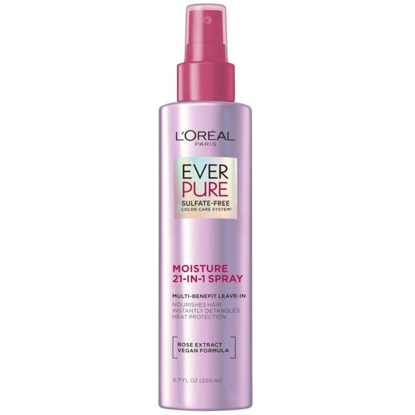 L'Oreal Paris Sulfate Free Moisture 21-in-1 Leave-In Conditioner for Dry Hair, EverPure, 6.7 fl oz