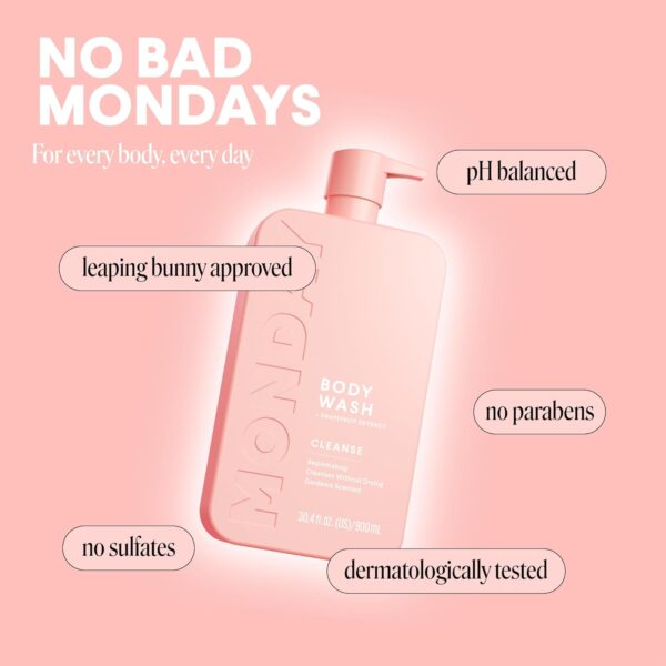 MONDAY HAIRCARE Cleanse Body Wash 30oz – For Oily to Combination Skin with Invigorating Ingredients Grapefruit Extract, Hyaluronic Acid and Coconut Oil