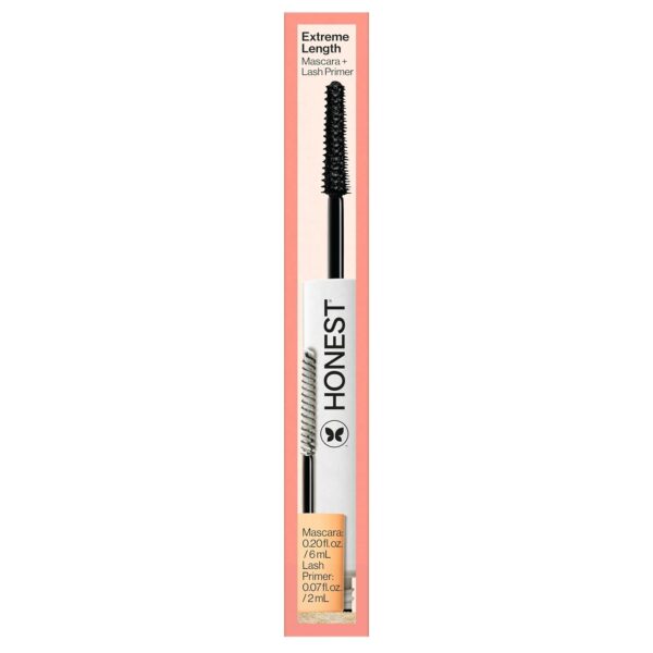 Honest Beauty 2-in-1 Extreme Length Clean Mascara + Lash Primer | Lengthening + Volumizing | Cruelty Free + Safe for Sensitive Eyes | Black, .27 fl oz