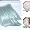 Mulberry Silk Pillowcase for Hair and Skin Standard Size 20"X 26" with Hidden Zipper Soft Breathable Smooth Cooling Pillow Covers for Sleeping(Haze Blue,1Pcs)