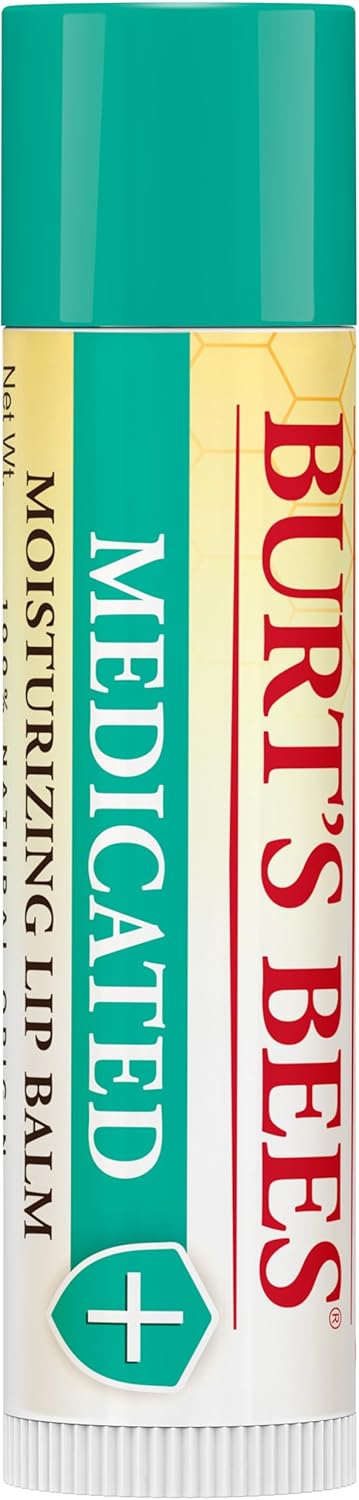 Burt's Bees Medicated Lip Balm, With Eucalyptus Oil and Menthol, Tint-Free, Natural Origin Lip Care, 2 Tubes, 0.15 oz.