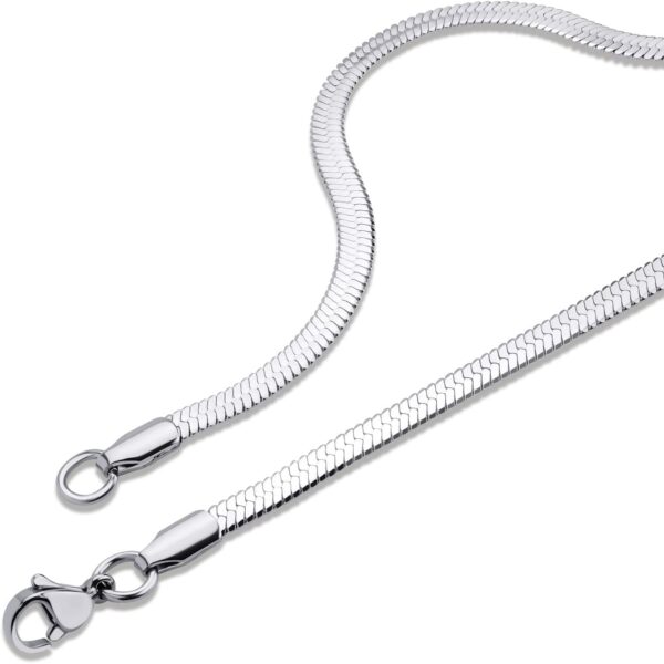 555Jewelry Stainless Steel Flat Herringbone Snake Chain Necklace for Men & Women