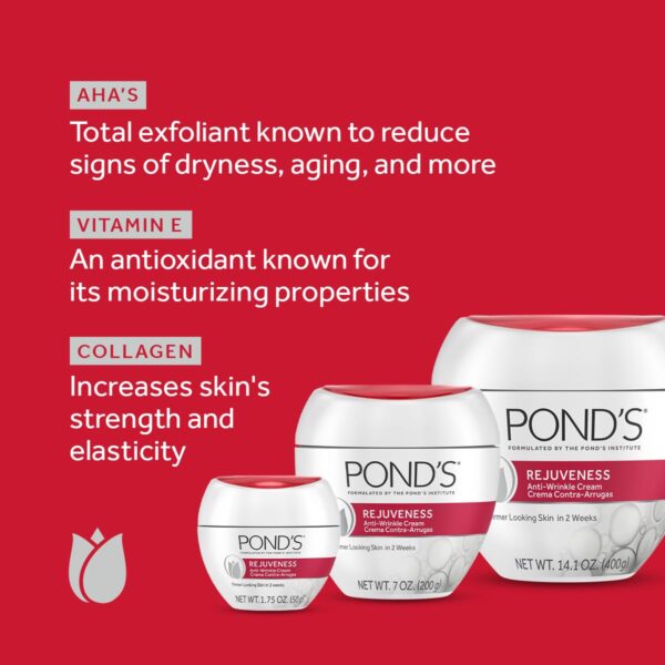 POND'S Anti-Wrinkle Face Cream Anti-Aging Face Moisturizer With Alpha Hydroxy Acid and Collagen 14.1 oz