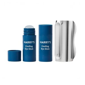 Harry's Cooling Eye Kit Bundle for Men - Gua Sha Depuffing Facial Massage Tool and Two Cooling Eye Sticks