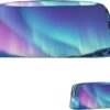 Northern Lights Makeup Bag for Women Men Pencil Pouch Travel Small Cosmetic Bag Zippered Toiletry Bags Aesthetic Pen Bags Trendy Storage Bags Leather Coin Pouch Purse