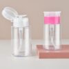 Pack of 1 Push Down Empty Lockable Pump Dispenser Bottle for Nail Polish and Makeup Remover Clear Top Cap (BB)
