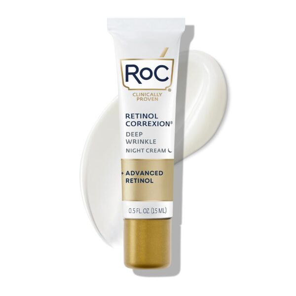 RoC Retinol Correxion Deep Wrinkle Anti-Aging Night Cream, Daily Face Moisturizer with Shea Butter, Glycolic Acid and Squalane, Skin Care Treatment, Mini 0.5 Ounces (Packaging May Vary)