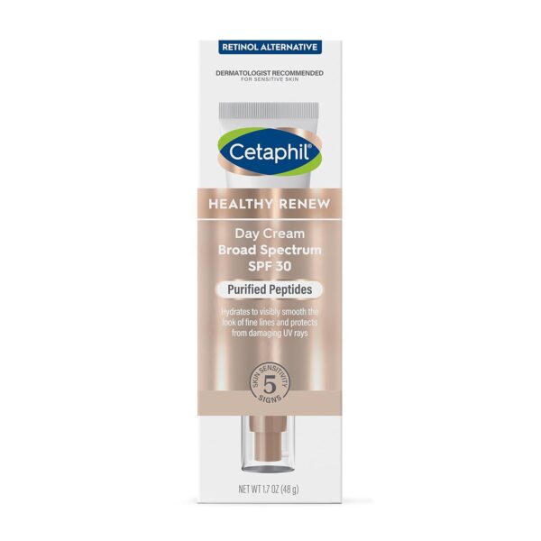 Cetaphil Healthy Renew Moisturizing Day Cream 1.7 Oz, Daily Moisturizer with SPF 30, Skin Tightening Anti Wrinkle Cream for Face with Peptides, Fragrance Free, Retinol Alternative For Sensitive Skin