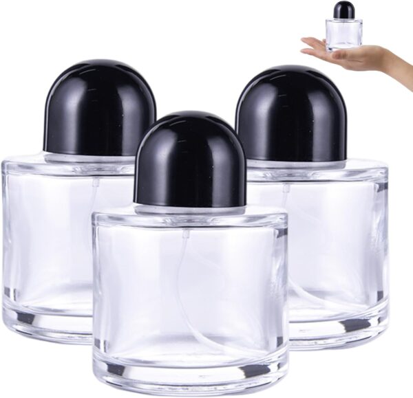 3Pcs Perfume Bottles Empty, 50ml/1.7oz Glass Refillable Perfume Bottle with Spray Atomizer, Essential Oil Container for Traveling and Outgoing