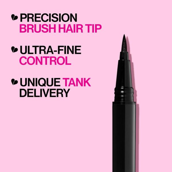 wet n wild Mega Last Breakup Proof Liquid Eyeliner - Ultra-Fine Brush, Waterproof, 16-Hour Long-Lasting Wear- Cruelty-Free & Vegan - Black