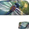 Dragonfly painting Makeup Bag for Women Men Pencil Pouch Travel Small Cosmetic Bag Zippered Toiletry Bags Aesthetic Pen Bags Trendy Storage Bags Leather Coin Pouch Purse