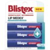 Blistex Lip Medex Stick, 3 Count, 0.15 oz Each, Advanced Hydration, Medicated Relief with Cooling, Soothes and Protects, Restores Healthy Moisture Balance to Lips, 1 Pack