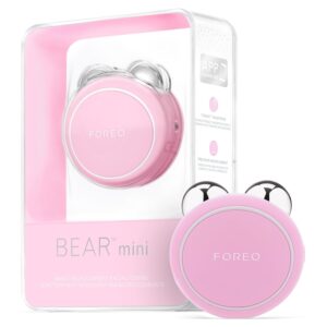 FOREO BEAR Mini Microcurrent Facial Device - Face Sculpting Tool - Firm & Contour - Reduce Double Chin - Non-Invasive - Increases Absorption of Facial Skin Care Products - Pearl Pink