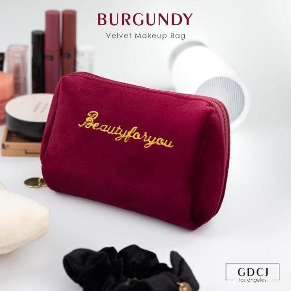 Velvet Makeup Bag, Portable Zipper Make Up Pouch, Cute Small Cosmetic Bag, Flannel Toiletry Bag, Travel Storage Bag Gifts for Women Girls(Red)