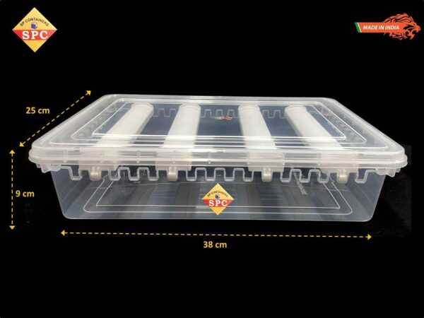 Plastic adjustable 4 rod Bangle Box Chudi Set Organizer Jewellery Storage Display Box for Bangles Chudi Bracelet Wrist Watch Hair Bands Scrunchies Accessories, Transparent (2)