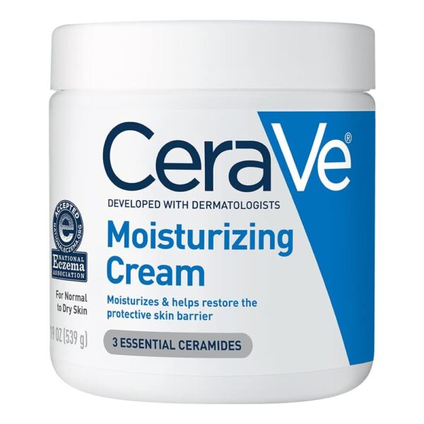 CeraVe Moisturizing Cream, Body and Face Moisturizer for Dry Skin, Body Cream with Hyaluronic Acid and Ceramides, Daily Moisturizer, Oil-Free, Fragrance Free, Non-Comedogenic, 19 Ounce