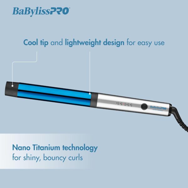 BaBylissPRO Nano Titanium Professional Curling Wand For All Hair Types, Reaches 430 Degrees For Long Lasting Curls
