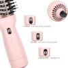 Aima Beauty Worldwide Travel Hair Dryer Brush Dual Voltage Blow Dryer Brush Hot Air Brush with Oval Barrel 360°Airflow for Smooth, Negative Ionic Frizz-Free Drying/Straightening/Voluming, Pink