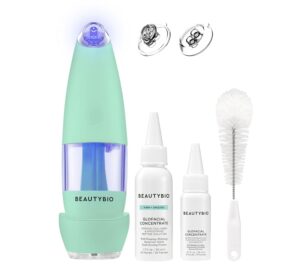 BeautyBio GLOfacial Hydro-Infusion Deep Pore Cleansing + Blue LED Clarifying Set: Tool + Concentrate