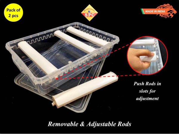 Plastic adjustable 4 rod Bangle Box Chudi Set Organizer Jewellery Storage Display Box for Bangles Chudi Bracelet Wrist Watch Hair Bands Scrunchies Accessories, Transparent (2)