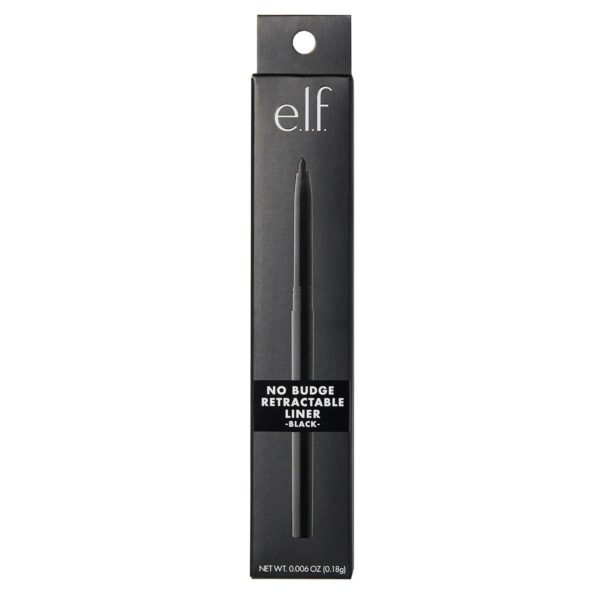 e.l.f. No Budge Retractable Eyeliner, Creamy, Ultra-Pigmented & Waterproof, Creates Bold & Defined Lines, Vegan & Cruelty-Free, Black 0.006 Oz