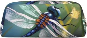 Dragonfly painting Makeup Bag for Women Men Pencil Pouch Travel Small Cosmetic Bag Zippered Toiletry Bags Aesthetic Pen Bags Trendy Storage Bags Leather Coin Pouch Purse
