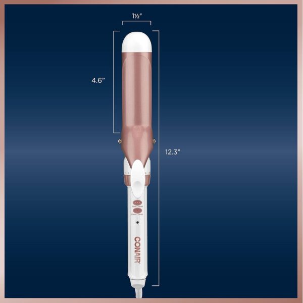 Conair Double Ceramic 1 1/2-Inch Curling Iron, 1 ½ inch barrel produces soft waves – for use on medium and long hair