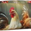 Farm Rustic Chickens Makeup Bag for Women Men Pencil Pouch Travel Small Cosmetic Bag Zippered Toiletry Bags Aesthetic Pen Bags Trendy Storage Bags Leather Coin Pouch Purse
