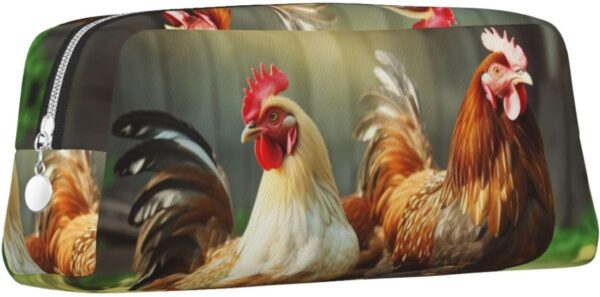 Farm Rustic Chickens Makeup Bag for Women Men Pencil Pouch Travel Small Cosmetic Bag Zippered Toiletry Bags Aesthetic Pen Bags Trendy Storage Bags Leather Coin Pouch Purse