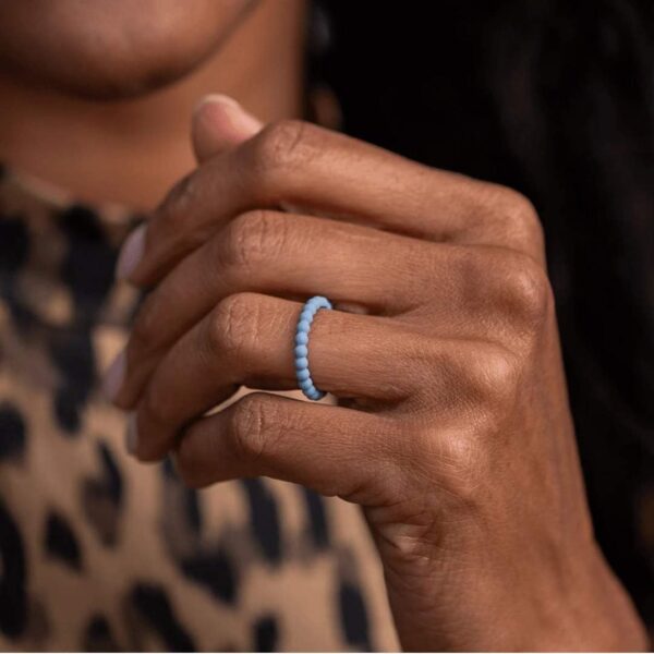 Enso Rings Stackable Beaded Silicone Wedding Ring – Hypoallergenic Unisex Stackable Wedding Band – Comfortable Minimalist Band – 2.5mm Wide, 8mm Thick