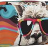 Alpaca wearing sunglasses Makeup Bag for Women Men Pencil Pouch Travel Small Cosmetic Bag Zippered Toiletry Bags Aesthetic Pen Bags Trendy Storage Bags Leather Coin Pouch Purse
