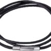 U7 2mm 3mm Black/Brown Leather Cord Necklace with Customizable Stainless Steel/Black Clasp, Men Women Woven Wax Rope Chain for Pendant,Length 16" 18" 20" 22" 24" 26" 28" 30"