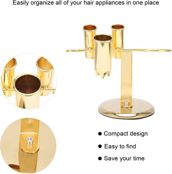 Hair Dryer Holder Styling Tool Organizer for Hair Care, Compact Design Suitable for Small Bathrooms Gold