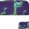 Cartoon dinosaur Makeup Bag for Women Men Pencil Pouch Travel Small Cosmetic Bag Zippered Toiletry Bags Aesthetic Pen Bags Trendy Storage Bags Leather Coin Pouch Purse