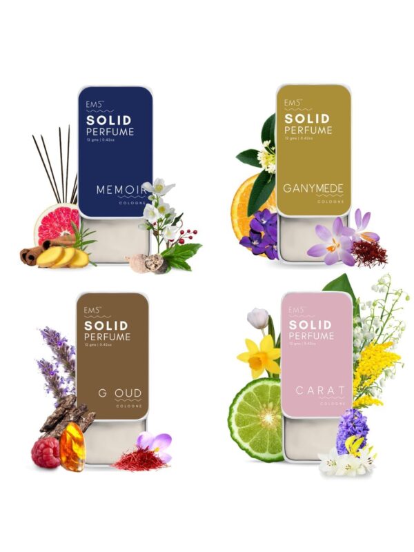 E.m.5 Set Of 4 Unisex Cologne Solid Perfumes For Unisex, Travel & Pocket Friendly Perfume, Strong & Lasting Fragrance, Gift Pack, 48g - Multiple.