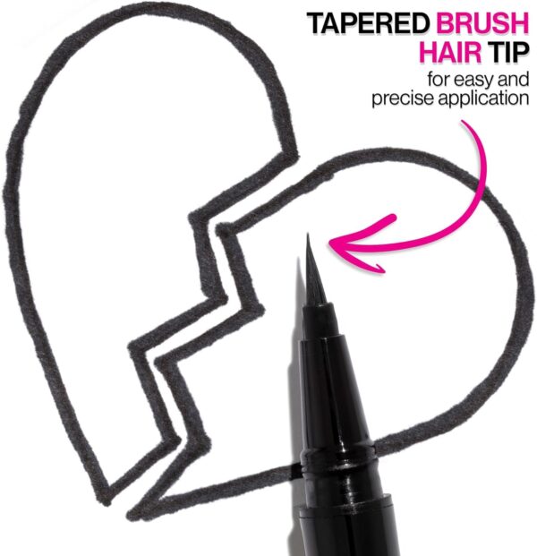 wet n wild Mega Last Breakup Proof Liquid Eyeliner - Ultra-Fine Brush, Waterproof, 16-Hour Long-Lasting Wear- Cruelty-Free & Vegan - Black