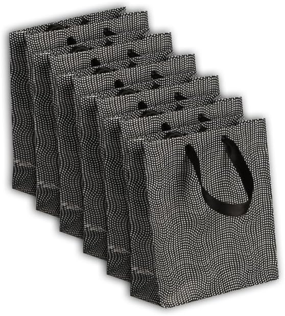 Clairefontaine 212880Cpack - Pack of 5 Small Premium Gift Bags - Pocket Size - 12 x 4.5 x 13.5 cm - 170 g - Geometric Black and White - Ideal For: Perfume, Book, Pocket Book, Board Game